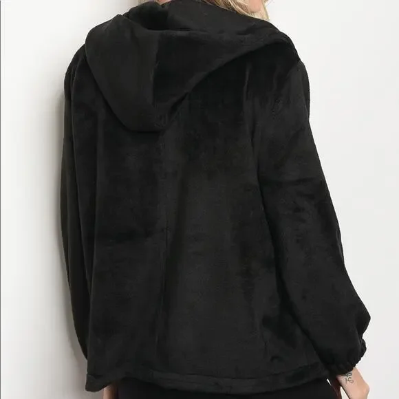 Hooded Fleece Jacket Black - Picture 3 of 5